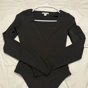 Bar III Deep V-Neck Black Bodysuit